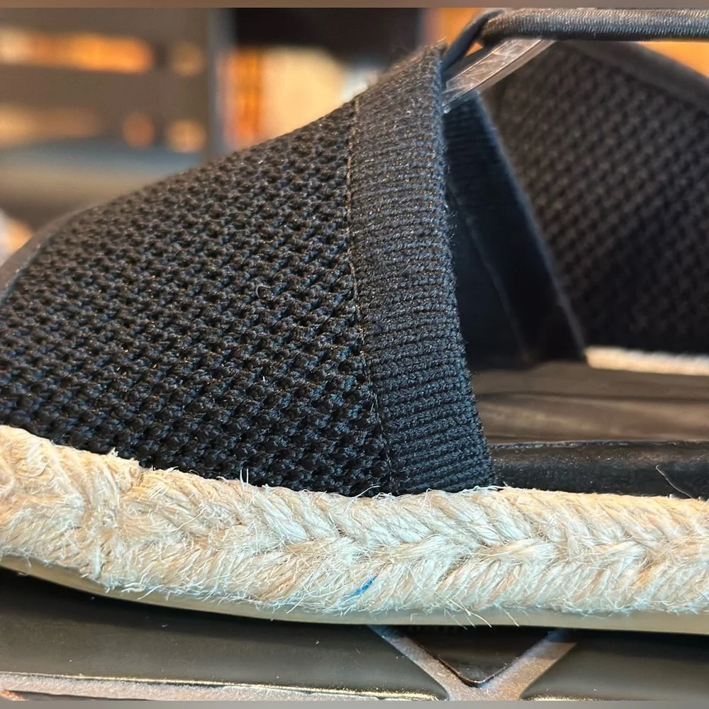 Eileen Fisher Black Mews Espadrille Sandals, New Without Box, Size 6 1/2